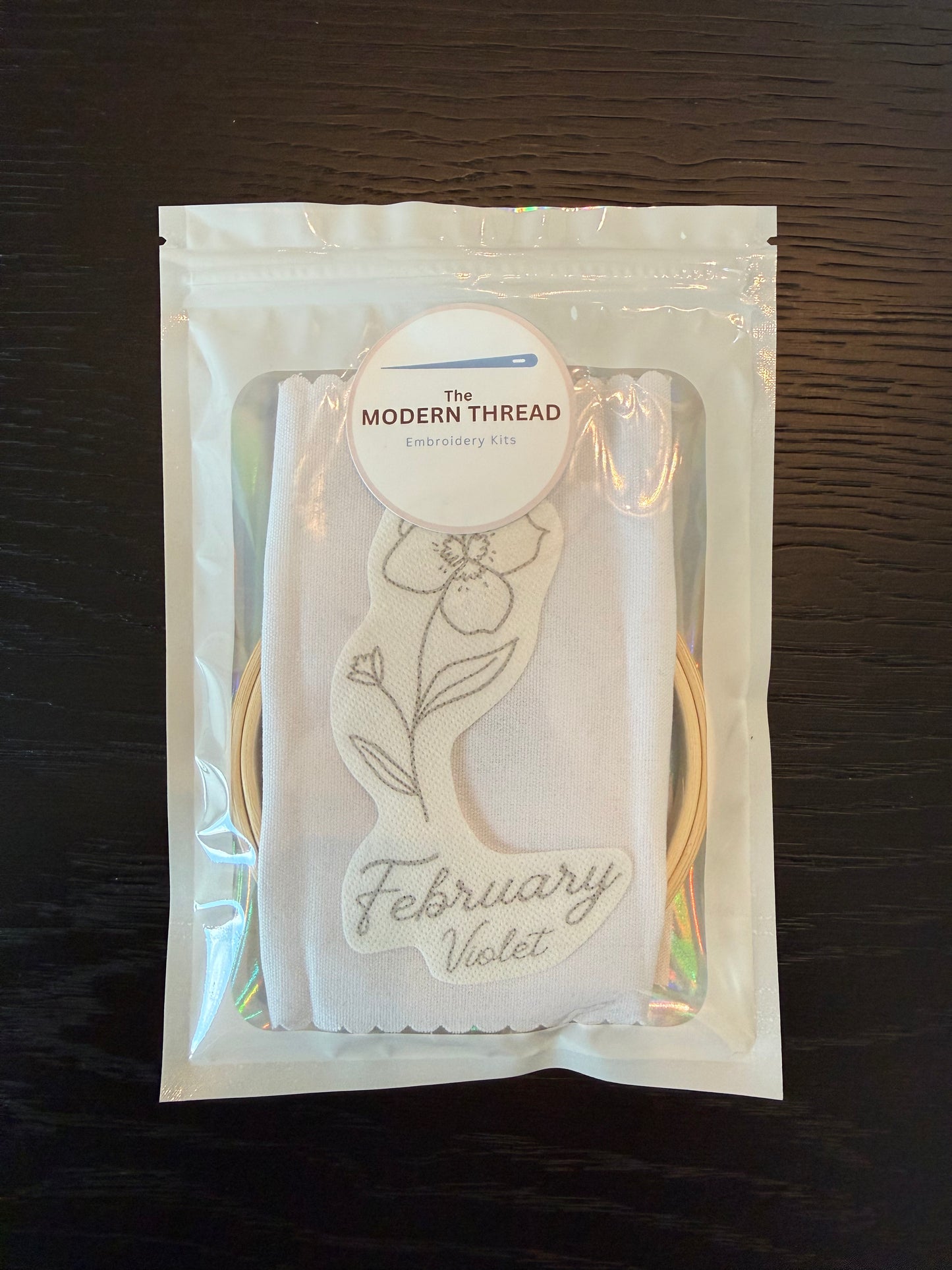 February Birth Flower Embroidery Kit – Violet