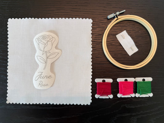 June Birth Flower Embroidery Kit – Rose