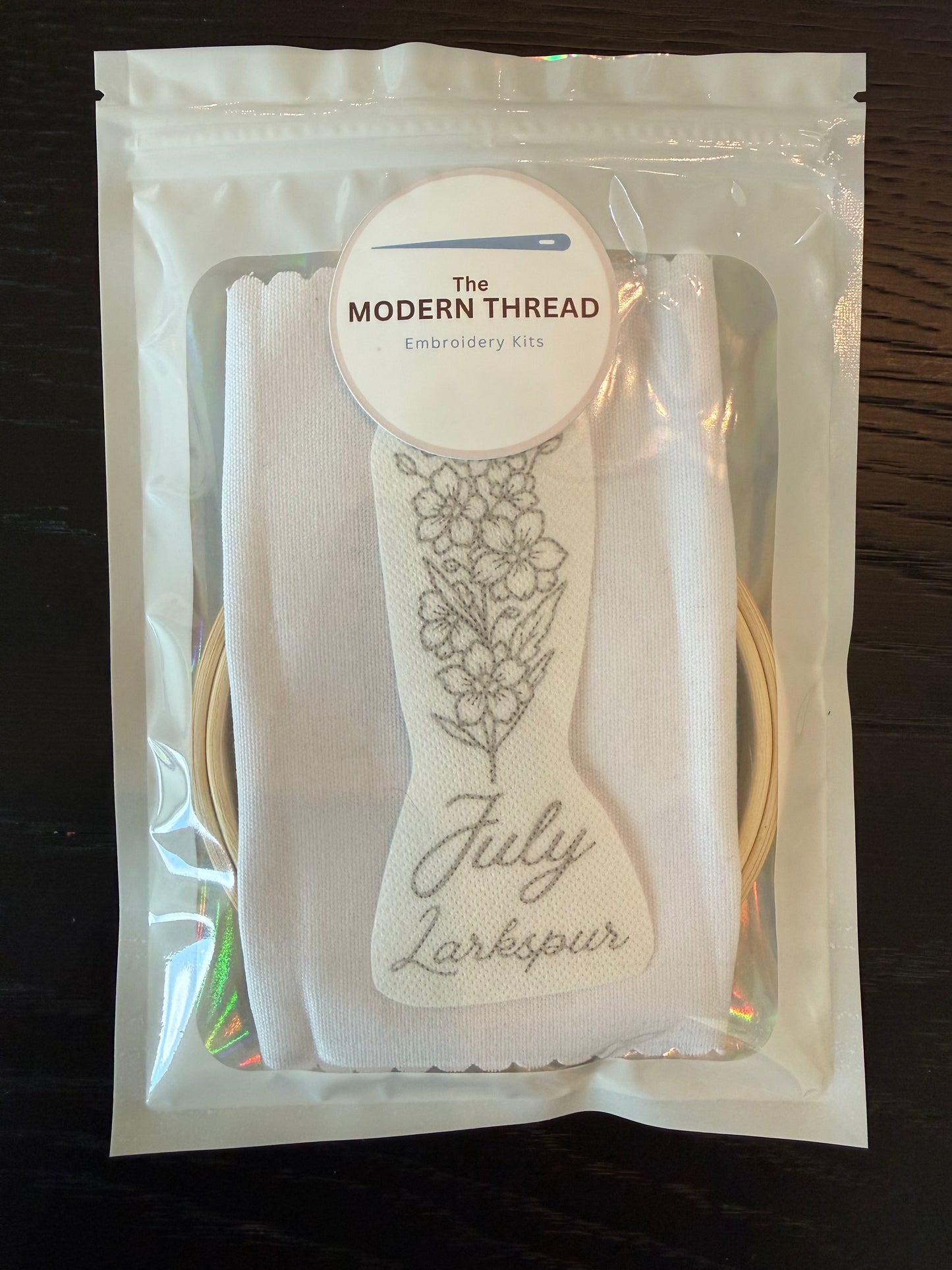 July Birth Flower Embroidery Kit – Larkspur