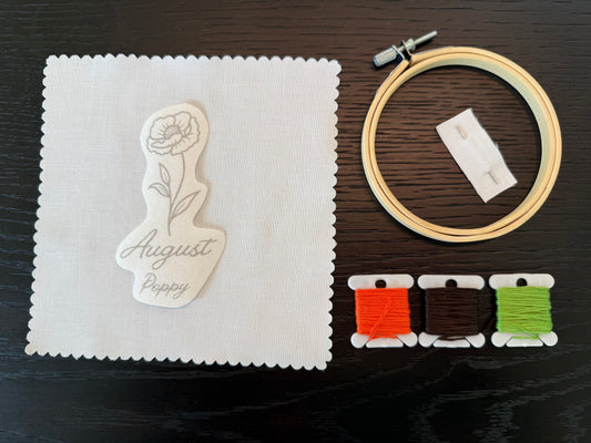 August Birth Flower Embroidery Kit – Poppy