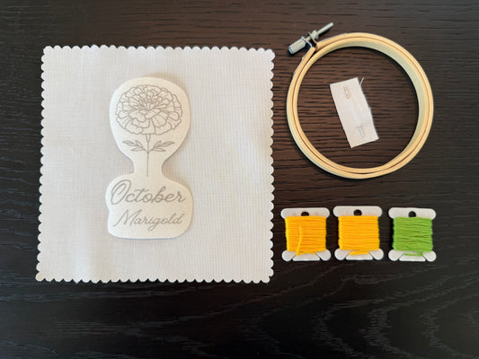 October Birth Flower Embroidery Kit – Marigold