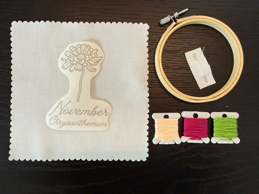 November Birth Flower Embroidery Kit – Chrysanthemum