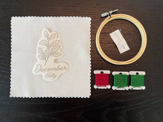 December Birth Flower Embroidery Kit – Holly